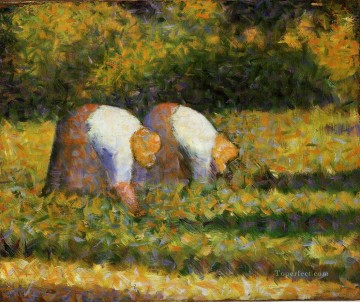 ジョルジュ・スーラ Painting - 働く農場の女性たち 1883